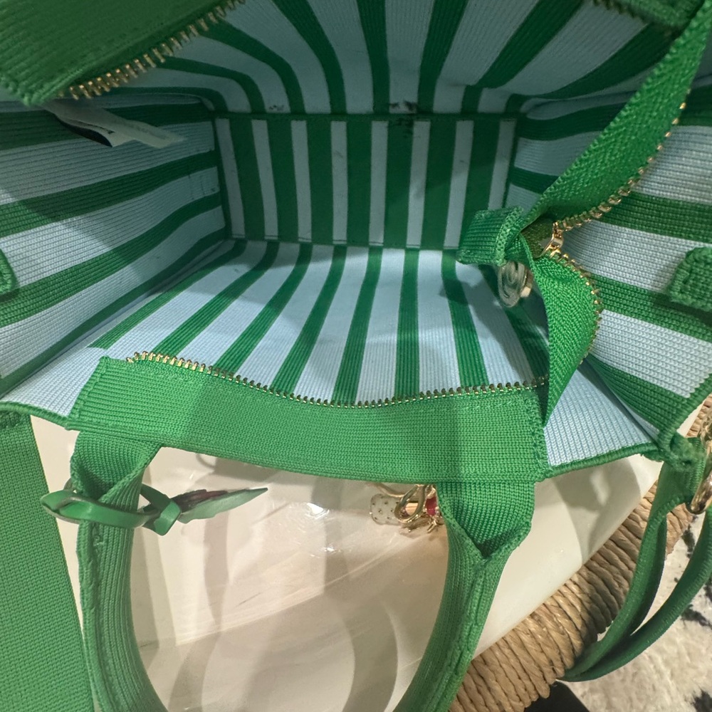 Kate Spade/ Target collab Green and light blue Striped Tote+ Charms - Picture 8 of 13